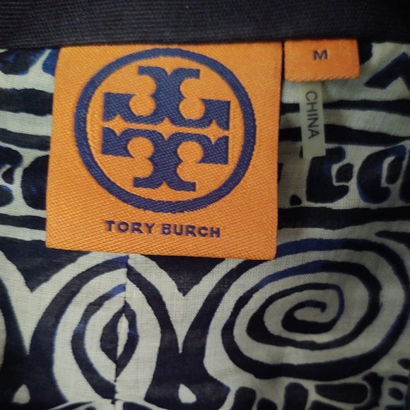 Tory Burch navy and white striped raffia coat-style Elaina - Picture 9 of 15